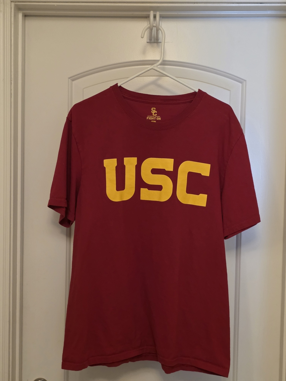USC Men's Cardinal T‑Shirt with Gold Logo. Large Size.